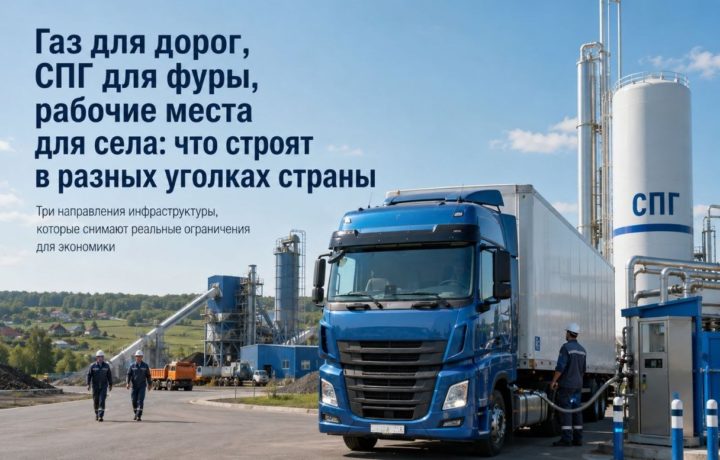 Газ для дорог, СПГ для фуры, рабочие места для села: что строят в разных уголках страны