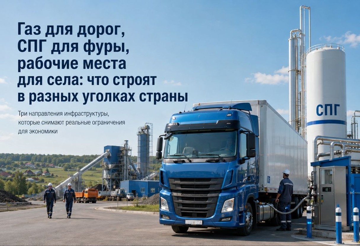 Газ для дорог, СПГ для фуры, рабочие места для села: что строят в разных уголках страны