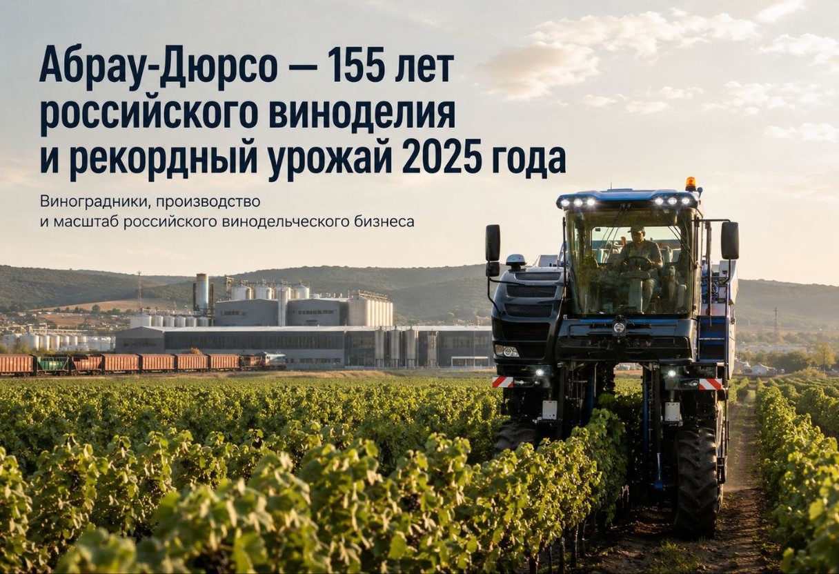 Абрау-Дюрсо — 155 лет российского виноделия и рекордный урожай 2025 года