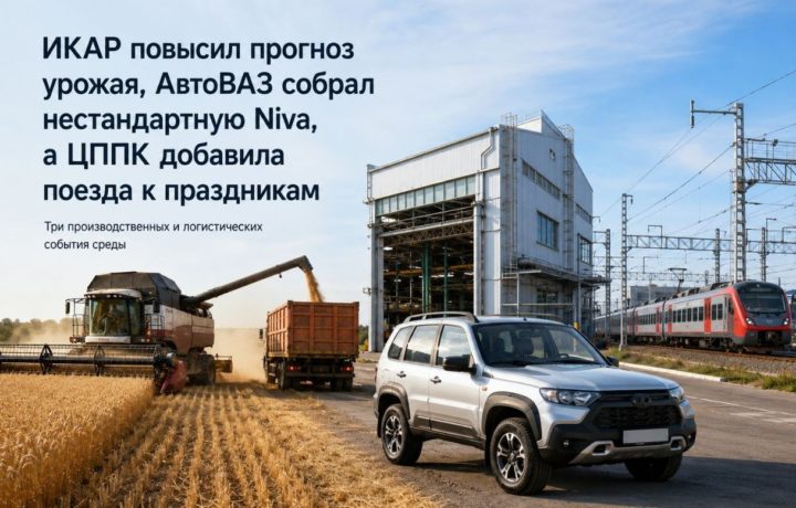 ИКАР повысил прогноз урожая, АвтоВАЗ собрал нестандартную Niva, а ЦППК добавила поезда к праздникам