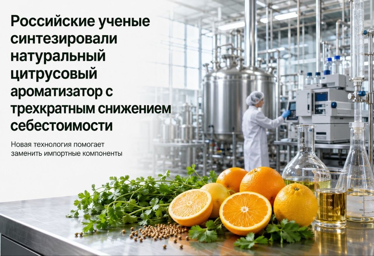 Российские ученые синтезировали натуральный цитрусовый ароматизатор с трехкратным снижением себестоимости