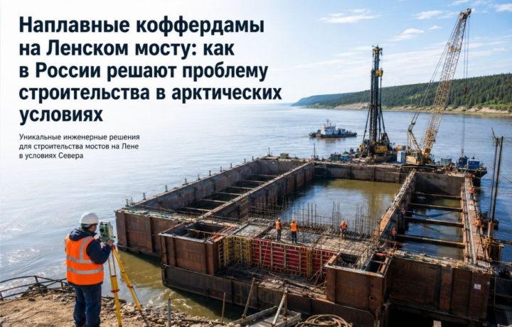 Наплавные коффердамы на Ленском мосту: как в России решают проблему строительства в арктических условиях