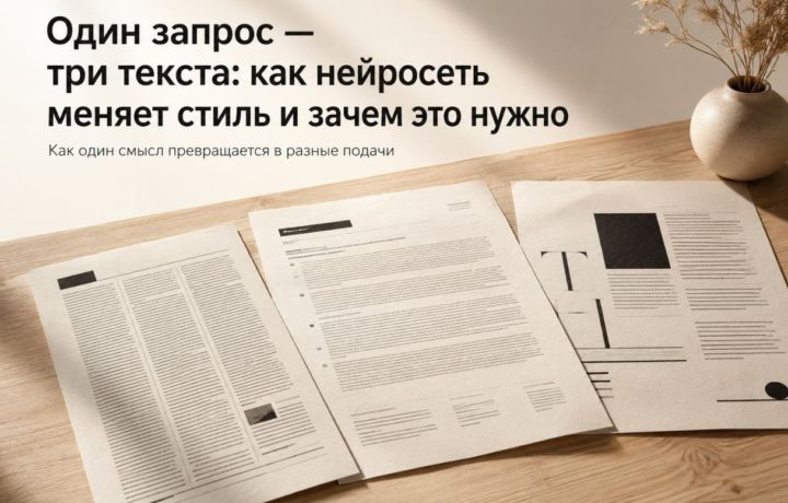 Один запрос — три текста: как нейросеть меняет стиль и зачем это нужно
