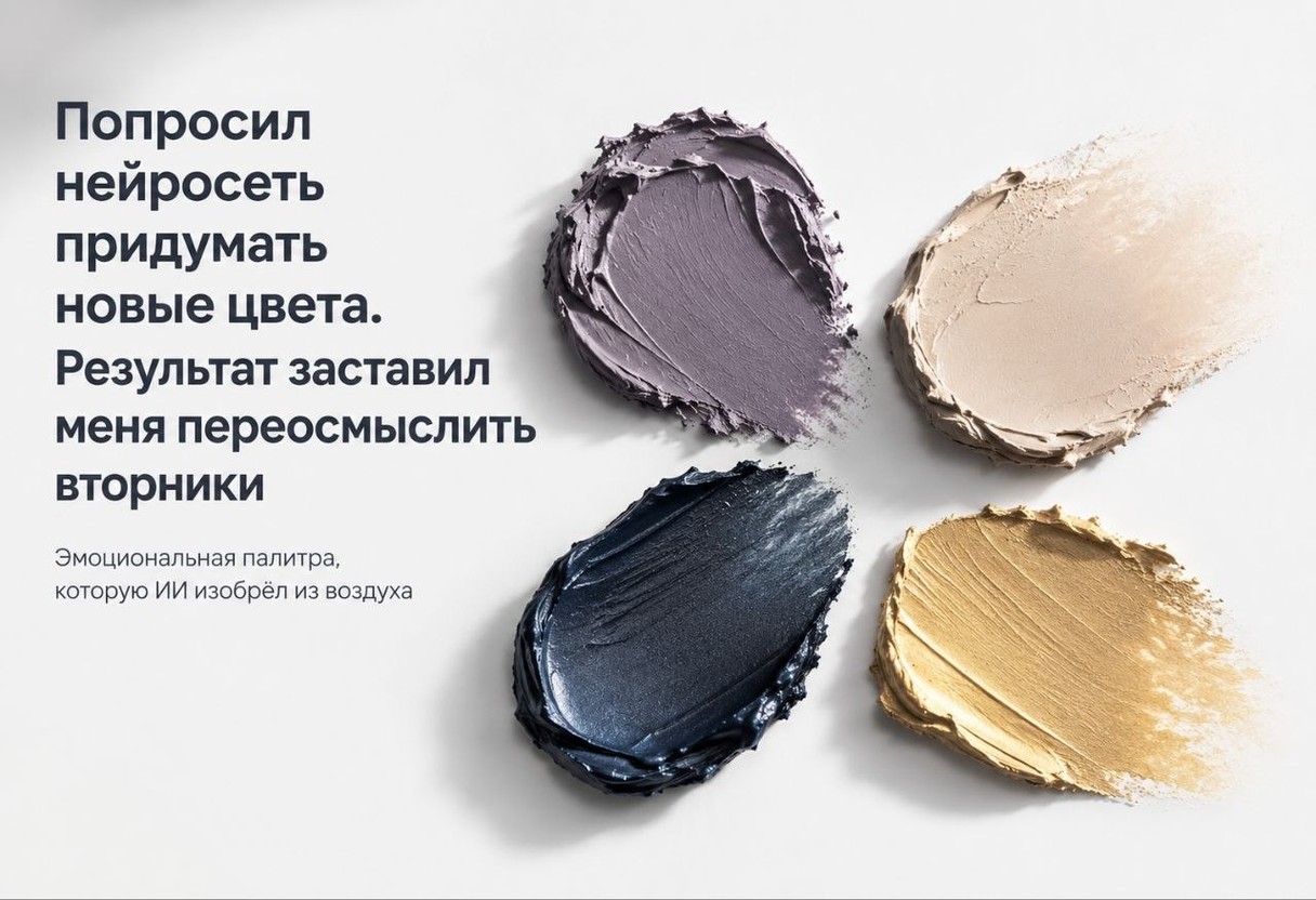 Попросил нейросеть придумать новые цвета. Результат заставил меня переосмыслить вторники