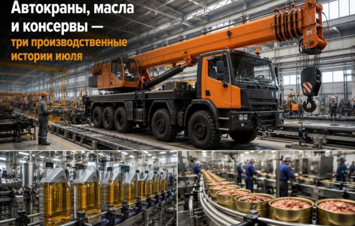 Автокраны, масла и консервы — три производственные истории июля