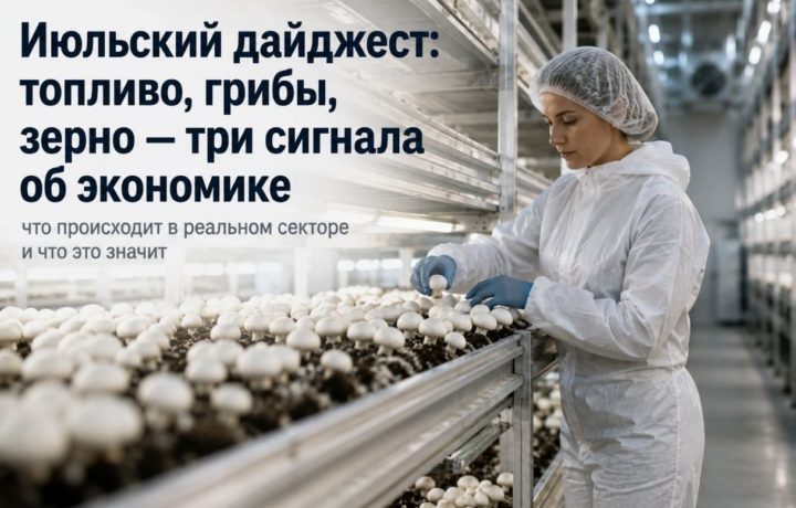 Июльский дайджест: топливо, грибы, зерно — три сигнала об экономике