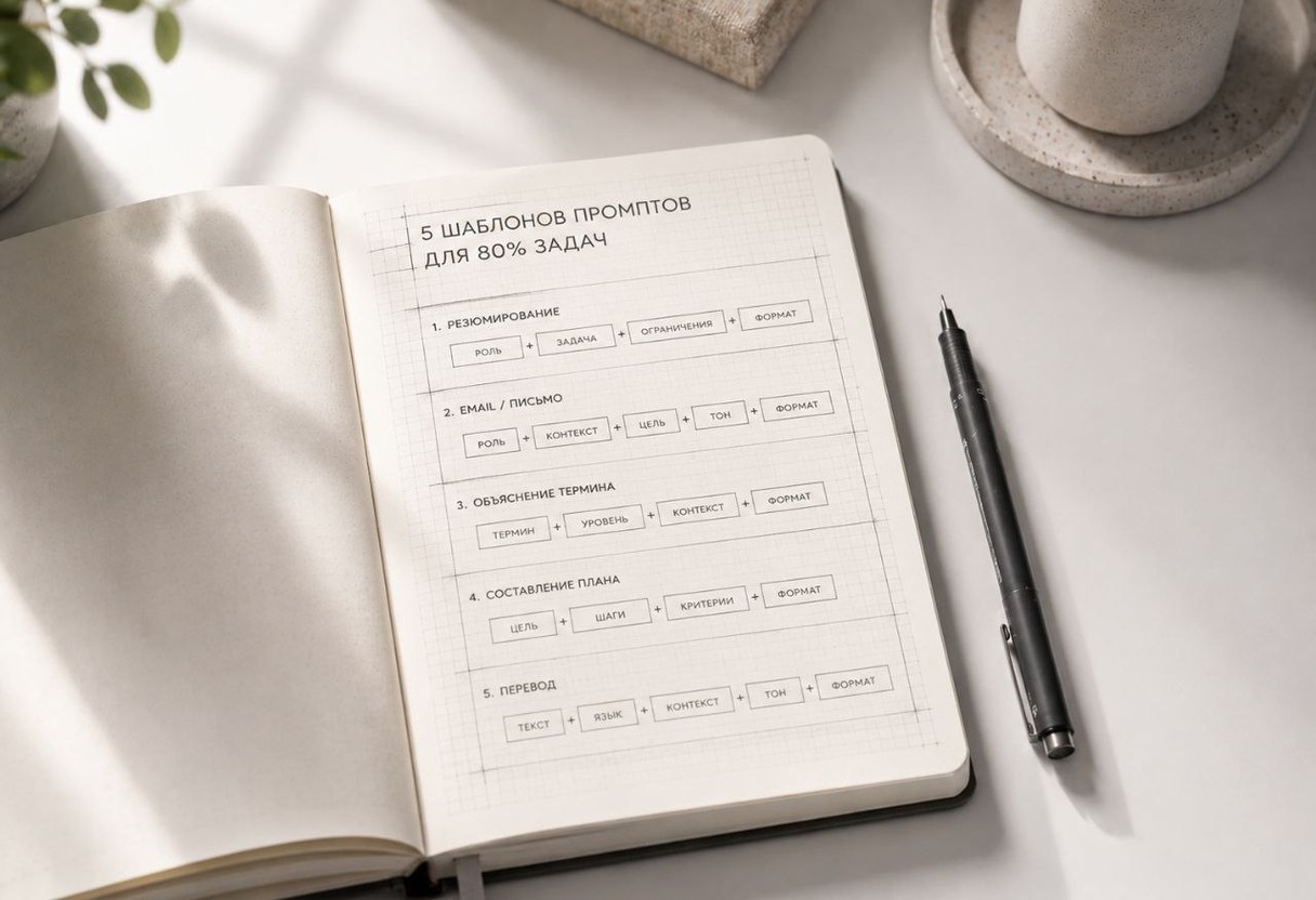 Промпт-инженерия за 5 минут — 5 шаблонов, которые закроют 80% ваших задач